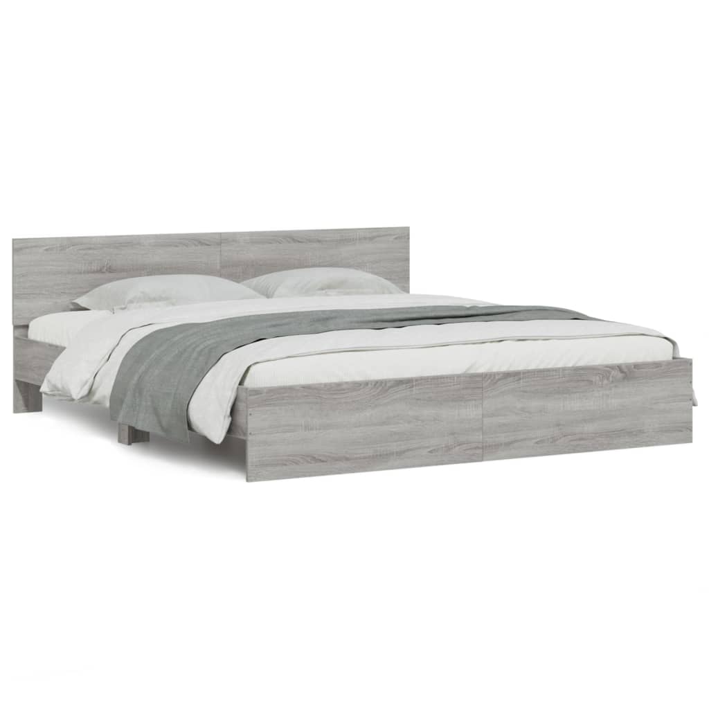 Estructura de cama matrimonial 185x203 Roble/ Gris