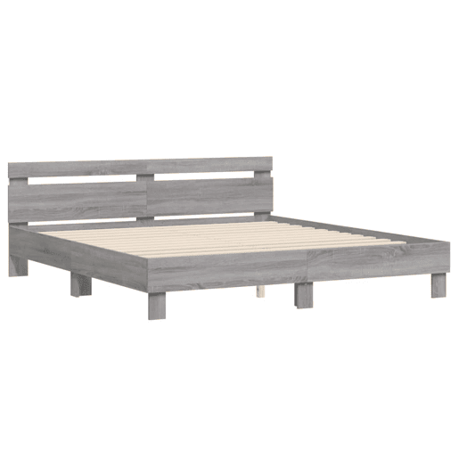 Estrutura de cama de casal c cabeceiraluzes LED - 180x200cm cinzento sonoma