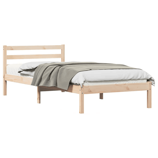 Estrutura de cama de solteiro para adultos com cabeceira Castanho 215,5 x 95,5 x 69,5 cm