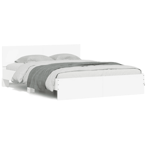 Estrutura de Cama de casal moderno com cabeceira 150x200 cm branco Estrutura de Cama de casal moderno com cabeceira 150x200 cm branco