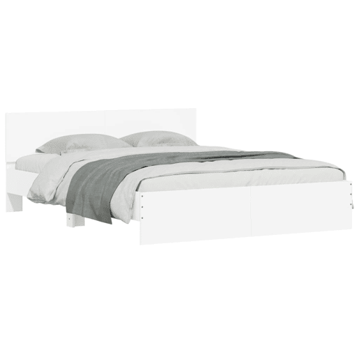 Estrutura de Cama de casal moderno com cabeceira 150x200 cm branco Estrutura de Cama de casal moderno com cabeceira 150x200 cm branco