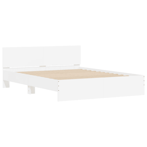 Estrutura de Cama de casal moderno com cabeceira 150x200 cm branco Estrutura de Cama de casal moderno com cabeceira 150x200 cm branco