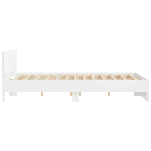 Estrutura de Cama de casal moderno com cabeceira 150x200 cm branco Estrutura de Cama de casal moderno com cabeceira 150x200 cm branco