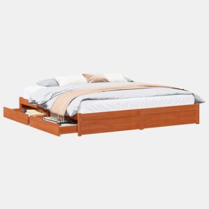 Estrutura da Cama de casal moderno com gaveta - Marrom Cera 180 x 200 cm