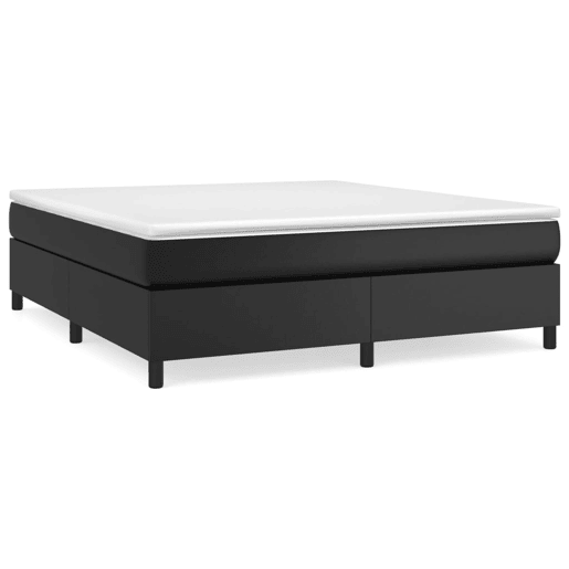 Estrutura de Cama de casal moderno com molas 160x200 cm couro artificial preto