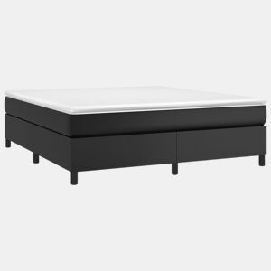 Estrutura de Cama de casal moderno com molas 160x200 cm couro artificial preto