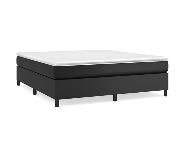 Estructura de cama doble matrimonial - con somier cuero sintético negro 160x200 cm