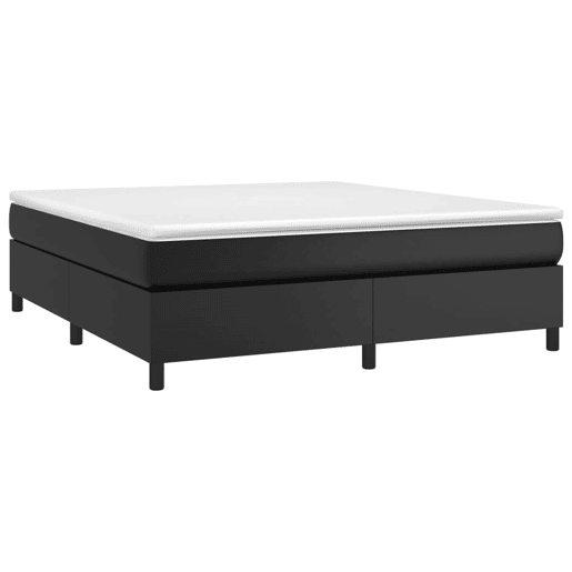 Estrutura de Cama de casal moderno com molas 160x200 cm couro artificial preto