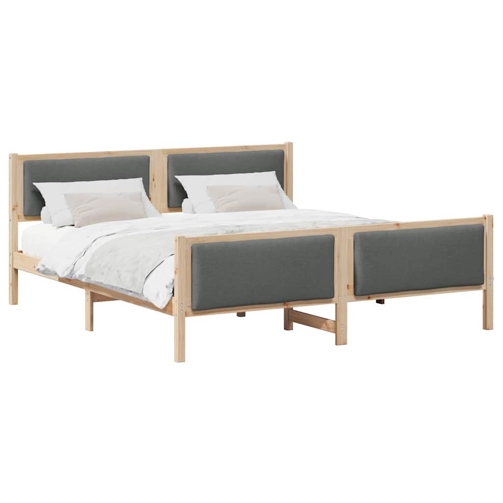 Estructura De Cama Doble Matrimonial 185x209 Gris Oscuro/ Madera
