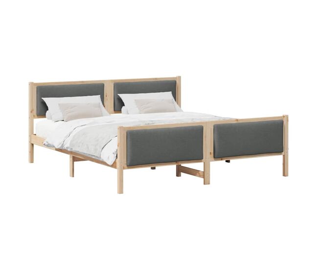 Estructura de cama matrimonial comodidad con cabecera - gris oscuro 180 x 200 cm tela