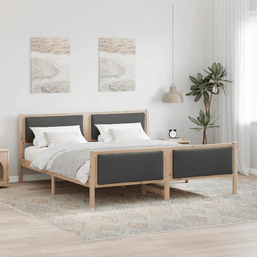 Estrutura De Cama De Casal Moderno - Cinza Escuro 180 x 200 cm tecido