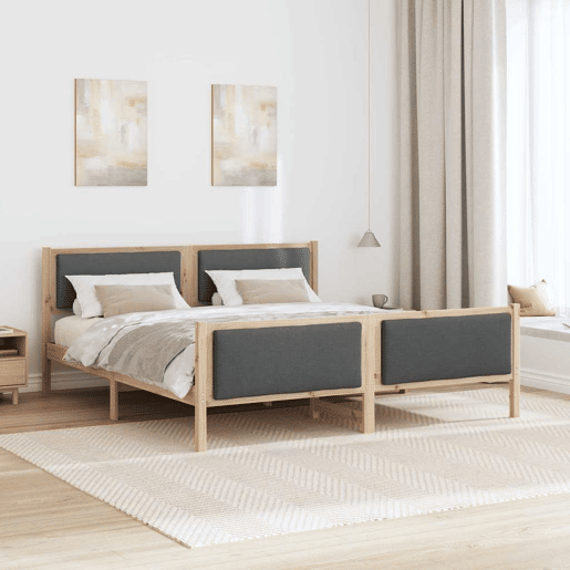 Estrutura De Cama De Casal Moderno - Cinza Escuro 180 x 200 cm tecido