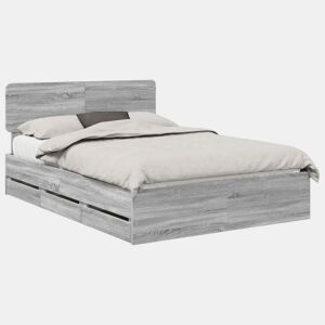 Estrutura da Cama de casal simple com cabeceira Sonoma cinza 150 x 200 cm