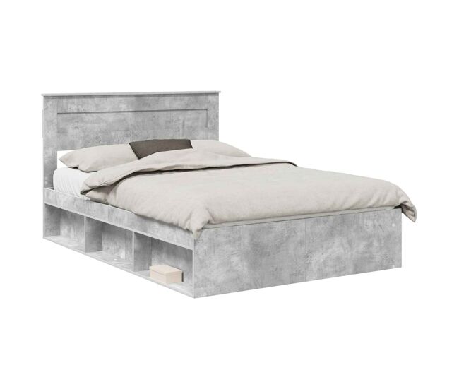 Estructura de cama matrimonial comodidad con cabecera - gris concreto 150 x 200 cm