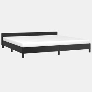 Estrutura Cama de casal para adultos c cabeceira sem colchão 200x200 cm preto