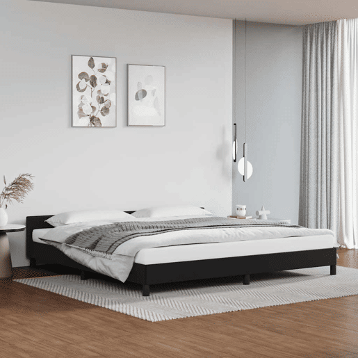 Estrutura Cama de casal para adultos c cabeceira sem colchão 200x200 cm preto