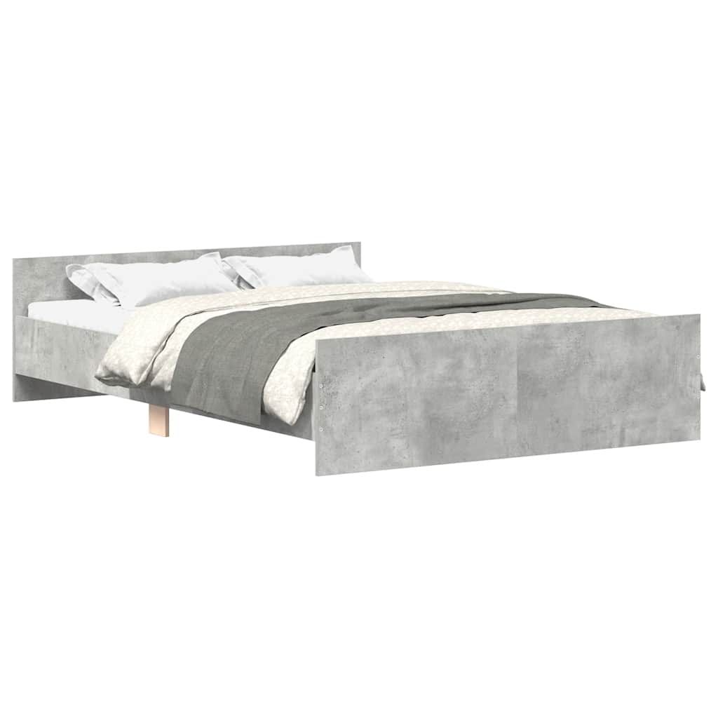Estructura de cama matrimonial estilo con cabecero piecero gris hormigón 150x200cm
