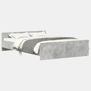 Estrutura de Cama de casal para adultos c painéis de cabeceira e pés cinza cimento
