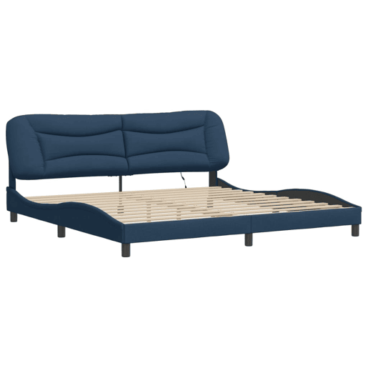 Estrutura de Cama de casal moderno com LED - 200x200 cm tecido azul