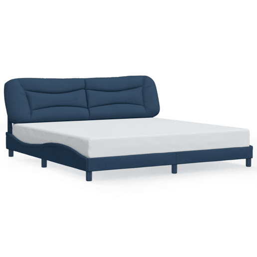 Estrutura de Cama de casal moderno com LED - 200x200 cm tecido azul