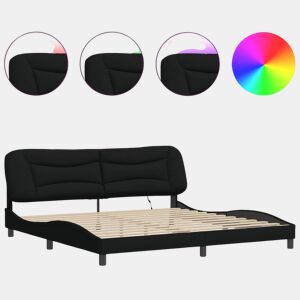 Estrutura de Cama de casal moderno com LED - 200x200 cm tecido preto