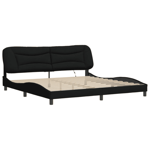 Estrutura de Cama de casal moderno com LED - 200x200 cm tecido preto