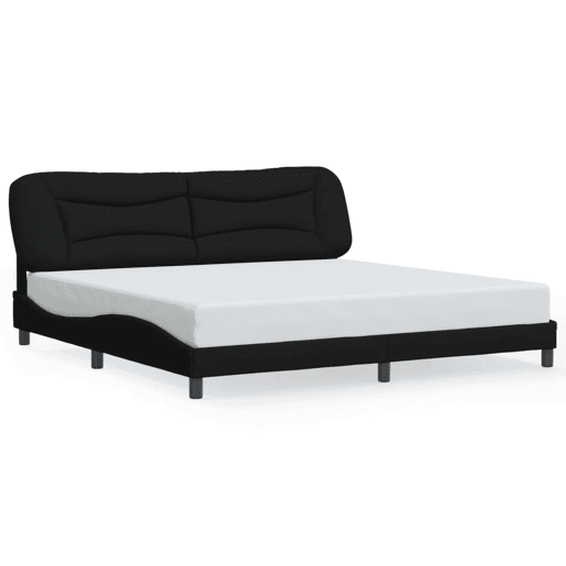 Estrutura de Cama de casal moderno com LED - 200x200 cm tecido preto