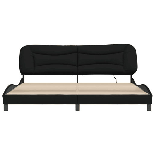 Estrutura de Cama de casal moderno com LED - 200x200 cm tecido preto