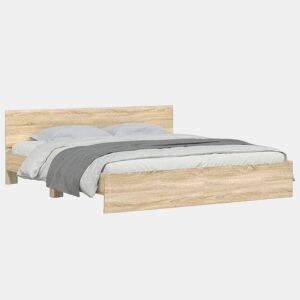 Estrutura de Cama de casal para adultos com cabeceira 200x200 cm carvalho sonoma