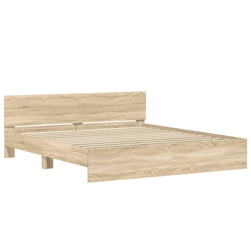 Estrutura de Cama de casal para adultos com cabeceira 200x200 cm carvalho sonoma Estrutura de Cama de casal para adultos com cabeceira 200x200 cm carvalho sonoma