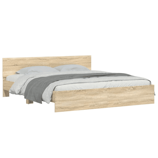 Estrutura de Cama de casal para adultos com cabeceira 200x200 cm carvalho sonoma Estrutura de Cama de casal para adultos com cabeceira 200x200 cm carvalho sonoma