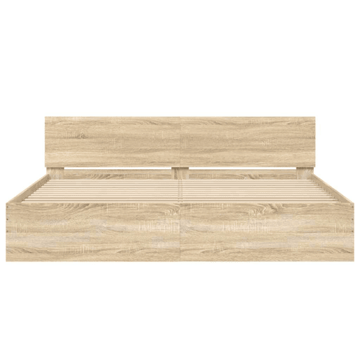 Estrutura de Cama de casal para adultos com cabeceira 200x200 cm carvalho sonoma Estrutura de Cama de casal para adultos com cabeceira 200x200 cm carvalho sonoma