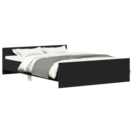Estrutura de Cama de casal para adultos c painéis cabeceira e pés 150x200 cm preto Estrutura de Cama de casal para adultos c painéis cabeceira e pés 150x200 cm preto