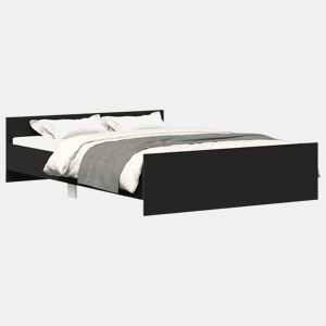 Estrutura de Cama de casal para adultos c painéis cabeceira e pés 150x200 cm preto