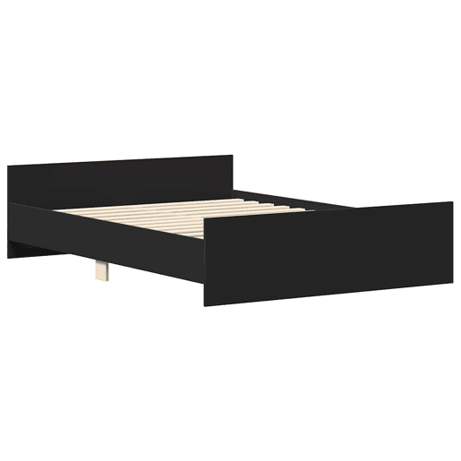 Estrutura de Cama de casal para adultos c painéis cabeceira e pés 150x200 cm preto Estrutura de Cama de casal para adultos c painéis cabeceira e pés 150x200 cm preto