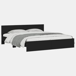 Estrutura de Cama de casal para adultos com cabeceira 180x200 cm preto