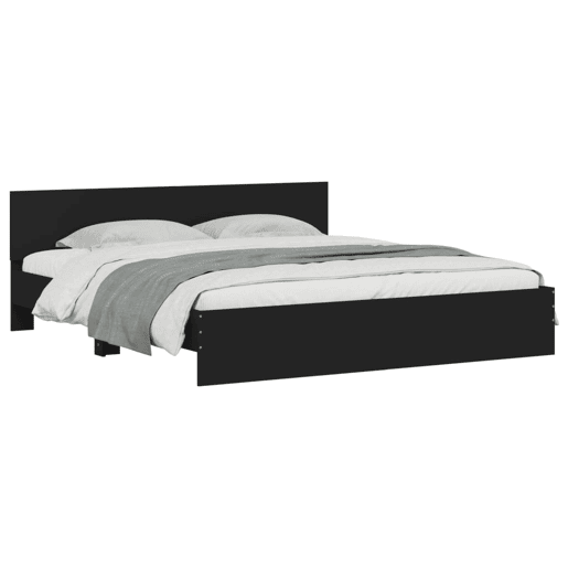 Estrutura de Cama de casal para adultos com cabeceira 180x200 cm preto