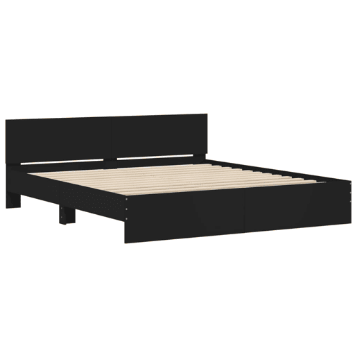Estrutura de Cama de casal para adultos com cabeceira 180x200 cm preto