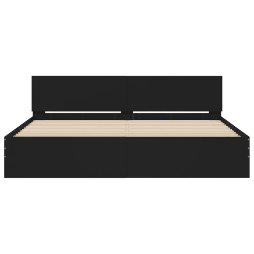 Estrutura de Cama de casal para adultos com cabeceira 180x200 cm preto