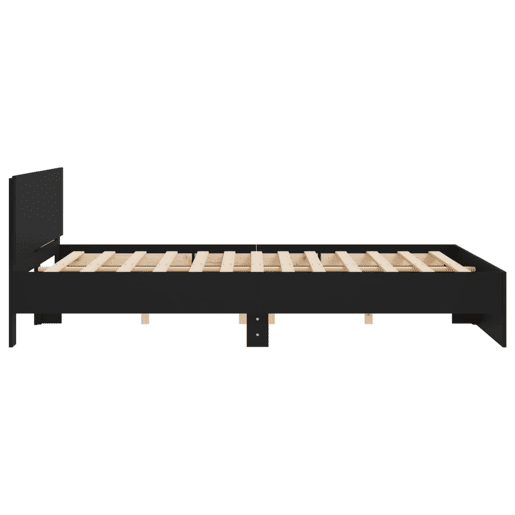Estrutura de Cama de casal para adultos com cabeceira 180x200 cm preto
