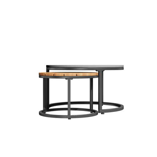 Conjunto de móveis de jardim para 4-5 pessoas - 2 mesas empilháveis - estrutura metálica - cinza