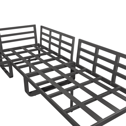 Conjunto de móveis de jardim para 4-5 pessoas - 2 mesas empilháveis - estrutura metálica - cinza