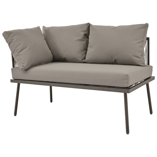 Conjunto de móveis de jardim em ferro + 8 lugares - Sofá em forma de U, 2 mesas, 4 sofás de 2 lugares, almofadas incluídas - Cinza
