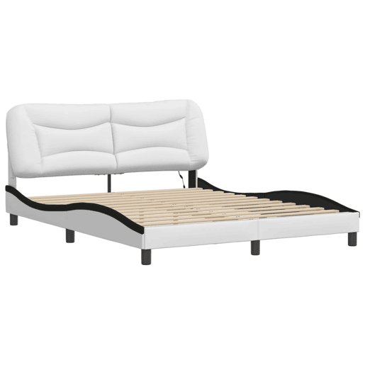 Estrutura de Cama de casal moderno com LED - 160x200cm brancopreto