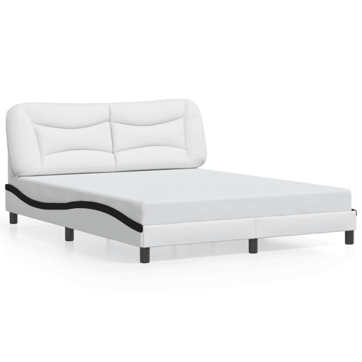 Estrutura de Cama de casal moderno com LED - 160x200cm brancopreto