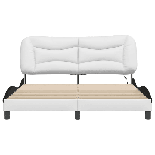 Estrutura de Cama de casal moderno com LED - 160x200cm brancopreto