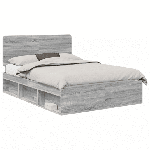 Estrutura da Cama de casal simple com cabeceira Cinza Sonoma 160 x 200 cm