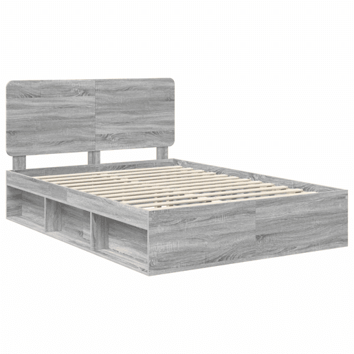 Estrutura da Cama de casal simple com cabeceira Cinza Sonoma 160 x 200 cm
