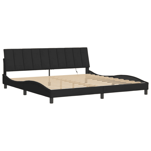 Estrutura de cama de casal moderno com LED - 200x200 cm veludo preto