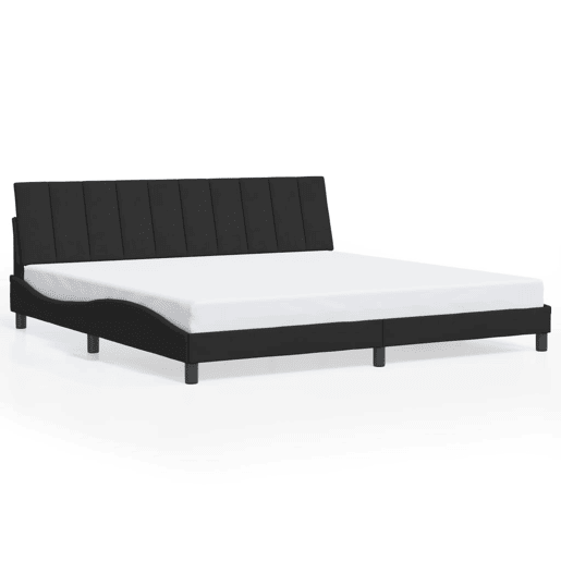 Estrutura de cama de casal moderno com LED - 200x200 cm veludo preto